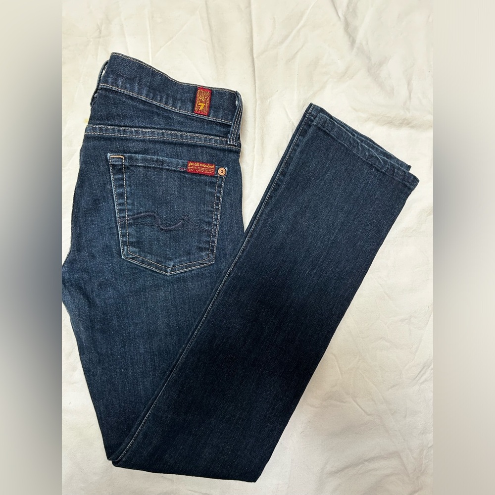 7 For All Mankind Straight Leg Dark Wash Jeans. Size 25.